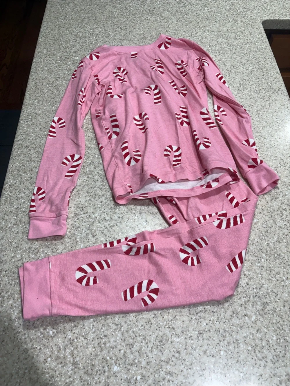 Carters size 14 pink Christmas candy cane pajamas long sleeve and pants cotton